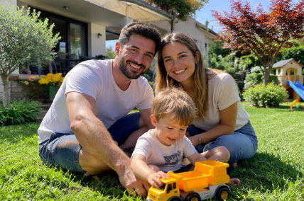 Foto illustrativa di una giovane famiglia